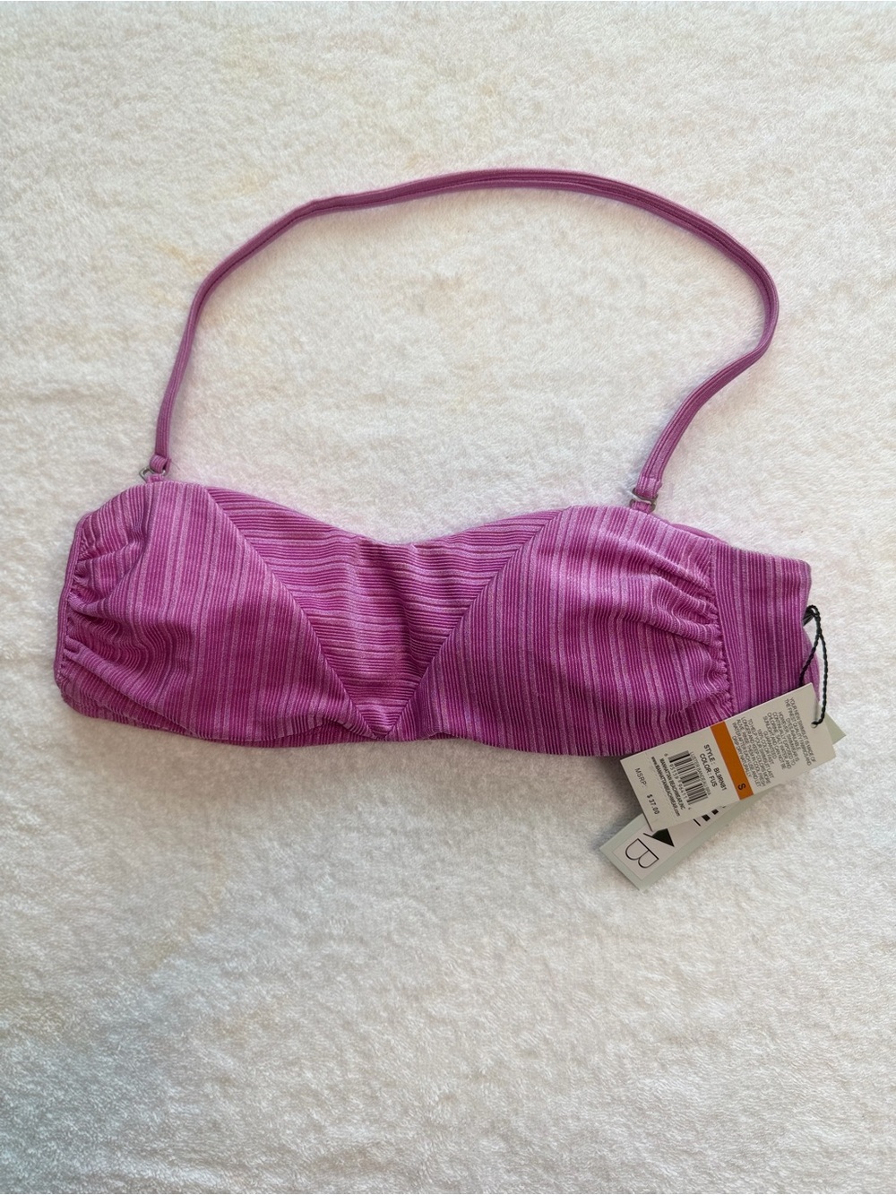 The Bikini Lab Pink Striped Bandeau Top with Removable Strap